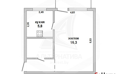 Купить 1-комнатную квартиру, Кобрин, , . Фото 1