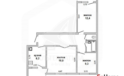 Купить 3-комнатную квартиру, Брест, Центр, пр-т Машерова. Фото 1