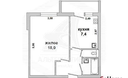 Купить 1-комнатную квартиру, Кобрин, , . Фото 17