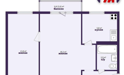 Купить 2-комнатную квартиру, Солигорск, Ленинского Комсомола ул., 1. Фото 9