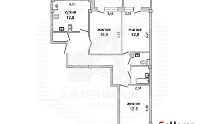 Купить 3-комнатную квартиру, Брест, Речица, ул. Адамковская. Фото 17