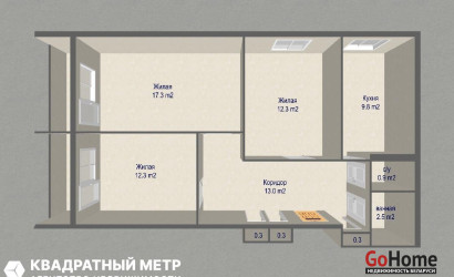 Купить 3-комнатную квартиру, Мачулищи, Молодежная ул., 15. Фото 3