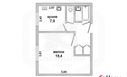 Купить 1-комнатную квартиру, Брест, Центр, наб. Франциска Скорины. Фото 1