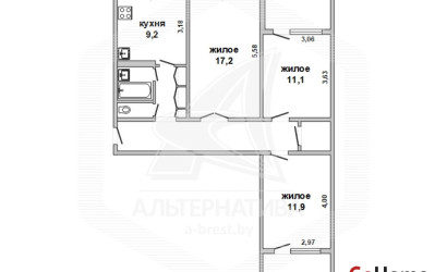 Купить 3-комнатную квартиру, Брест, Вулька, ул. Сябровская. Фото 12