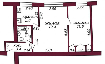 Купить 2-комнатную квартиру, Щучин, Заводская, 6. Фото 1