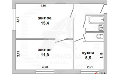 Купить 2-комнатную квартиру, Пружаны, , . Фото 12