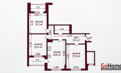Купить 3-комнатную квартиру, Гродно, Клецкова, 13/1. Фото 11