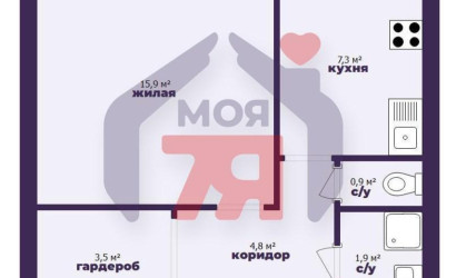 Купить 1-комнатную квартиру, Молодечно, Космонавтов ул., 2. Фото 20