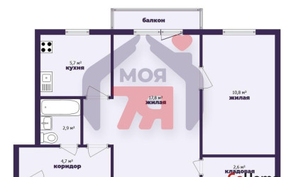 Купить 2-комнатную квартиру, Молодечно, Великий Гостинец ул., 50. Фото 1