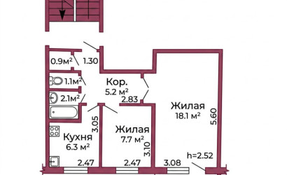 Купить 2-комнатную квартиру, Гродно, Курчатова, 13. Фото 1