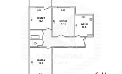 Купить 3-комнатную квартиру, Брест, Южный, ул. Рокоссовского. Фото 15