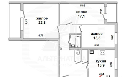 Купить 3-комнатную квартиру, Брест, Киевка, ул. Герцена. Фото 1