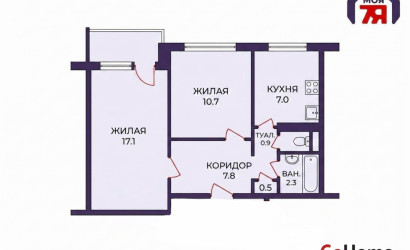 Купить 2-комнатную квартиру, Слуцк, Головащенко ул., 18. Фото 17