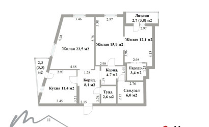 Купить 3-комнатную квартиру, Минск, Червякова ул., 52 (Центральный район). Фото 33