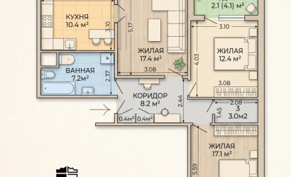 Купить 3-комнатную квартиру, Минск, Прушинских, 70(Ленинский район). Фото 4