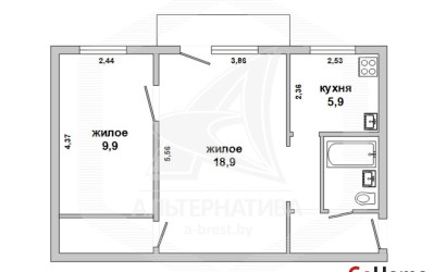 Купить 2-комнатную квартиру, Брест, Центр, б-р Шевченко. Фото 5