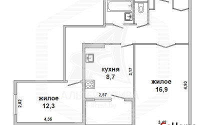 Купить 2-комнатную квартиру, Брест, Ковалево, ул. Волгоградская. Фото 10