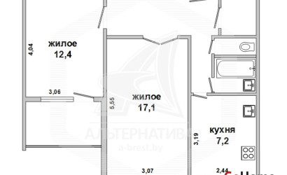 Купить 2-комнатную квартиру, Брест, Вулька, ул. Сябровская. Фото 1