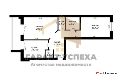 Купить 2-комнатную квартиру, Брест, ул. Сикорского, д. . Фото 13