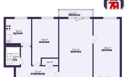 Купить 3-комнатную квартиру, Солигорск, Ленинского Комсомола ул., 12. Фото 27