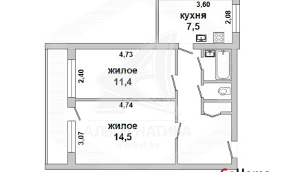 Купить 2-комнатную квартиру, Брест, Центр, б-р Космонавтов. Фото 14