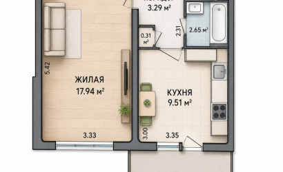 Купить 1-комнатную квартиру, Минск, Широкая, 38/4 (Советский район). Фото 1