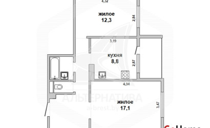 Купить 2-комнатную квартиру, Брест, Ковалево, ул. Карьерная. Фото 18