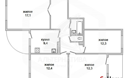 Купить 4-комнатную квартиру, Брест, Ковалево, ул. Луцкая. Фото 1