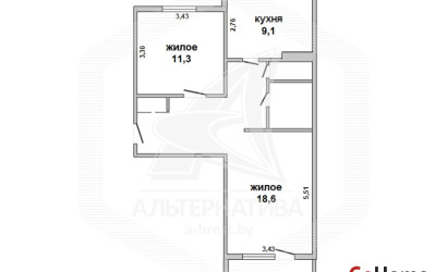 Купить 2-комнатную квартиру, Кобрин, , . Фото 17