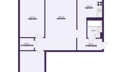 Купить 3-комнатную квартиру, Солигорск, Ленина ул., 13. Фото 21