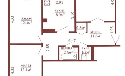 Купить 3-комнатную квартиру, Гродно, Кабяка, 10/2. Фото 3