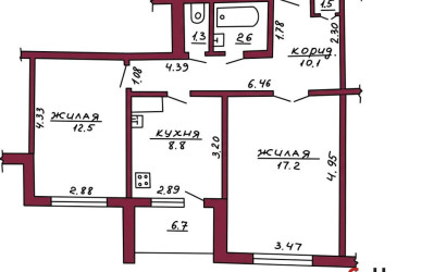 Купить 2-комнатную квартиру, Гродно, Репина, 43. Фото 14