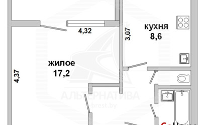 Купить 2-комнатную квартиру, Брест, Восток, пр-т Республики. Фото 14