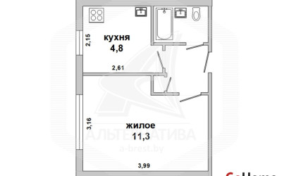 Купить 1-комнатную квартиру, Брест, Восток, ул. Молодогвардейская. Фото 11
