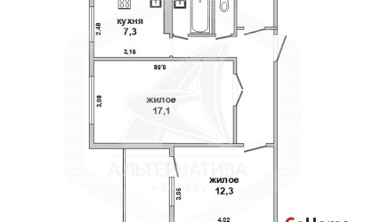 Купить 2-комнатную квартиру, Брест, Вулька, ул. Сябровская. Фото 24