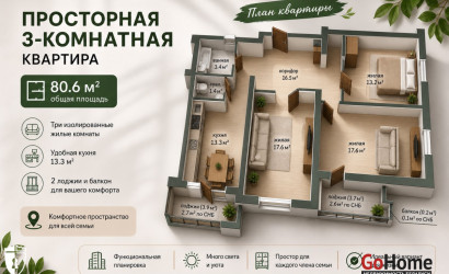 Купить 3-комнатную квартиру, Минск, Мачульского, 26 (Фрунзенский район). Фото 2