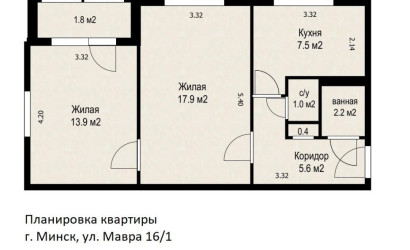  9-этаж.(50.3 м2), Минск(Мавра ул., 16/1)
