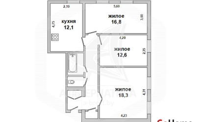 Купить 3-комнатную квартиру, Брест, Центр, ул. Орджоникидзе. Фото 14