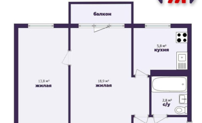 Купить 2-комнатную квартиру, Слуцк, Пионерская ул., 1. Фото 22