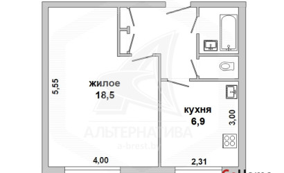 Купить 1-комнатную квартиру, Брест, Центр, пр-т Машерова. Фото 12