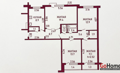 9-этаж.(86.9 м2), Гродно(Врублевского, 34)