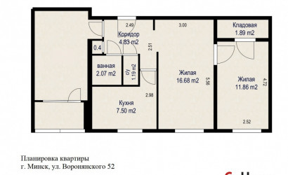 Купить комнату, Минск, ул. Воронянского, д. 52 (Октябрьский район). Фото 8