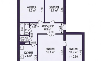 Купить 4-комнатную квартиру, Вилейка, Октябрьская ул., 34. Фото 2