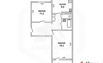 Купить 2-комнатную квартиру, Кобрин, , . Фото 1