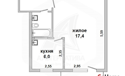 Купить 1-комнатную квартиру, Брест, Центр, ул. Пушкинская. Фото 14