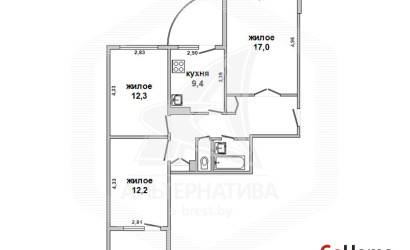 Купить 3-комнатную квартиру, Брест, Вулька, ул. Сябровская. Фото 31