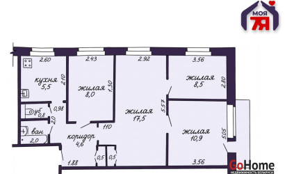 Купить 4-комнатную квартиру, Слуцк, Виленская ул., 57. Фото 19