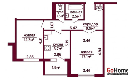 Купить 2-комнатную квартиру, Гродно, Лиможа, 24. Фото 15