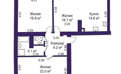 Купить 3-комнатную квартиру, Минск, Полиграфический 1-й пер., 4 (Советский район). Фото 16