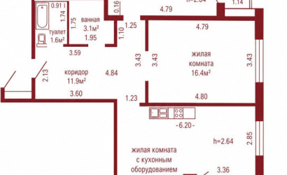 Купить 3-комнатную квартиру, Гродно, Валентины Макаровой, 2Б. Фото 19